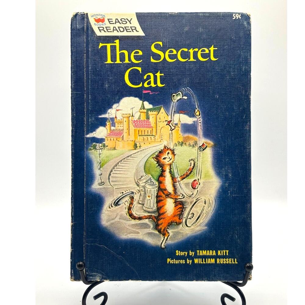 Vintage 1961 The Secret Cat by Tamara Kitt, Easy Reader Wonder Book, Hardcover